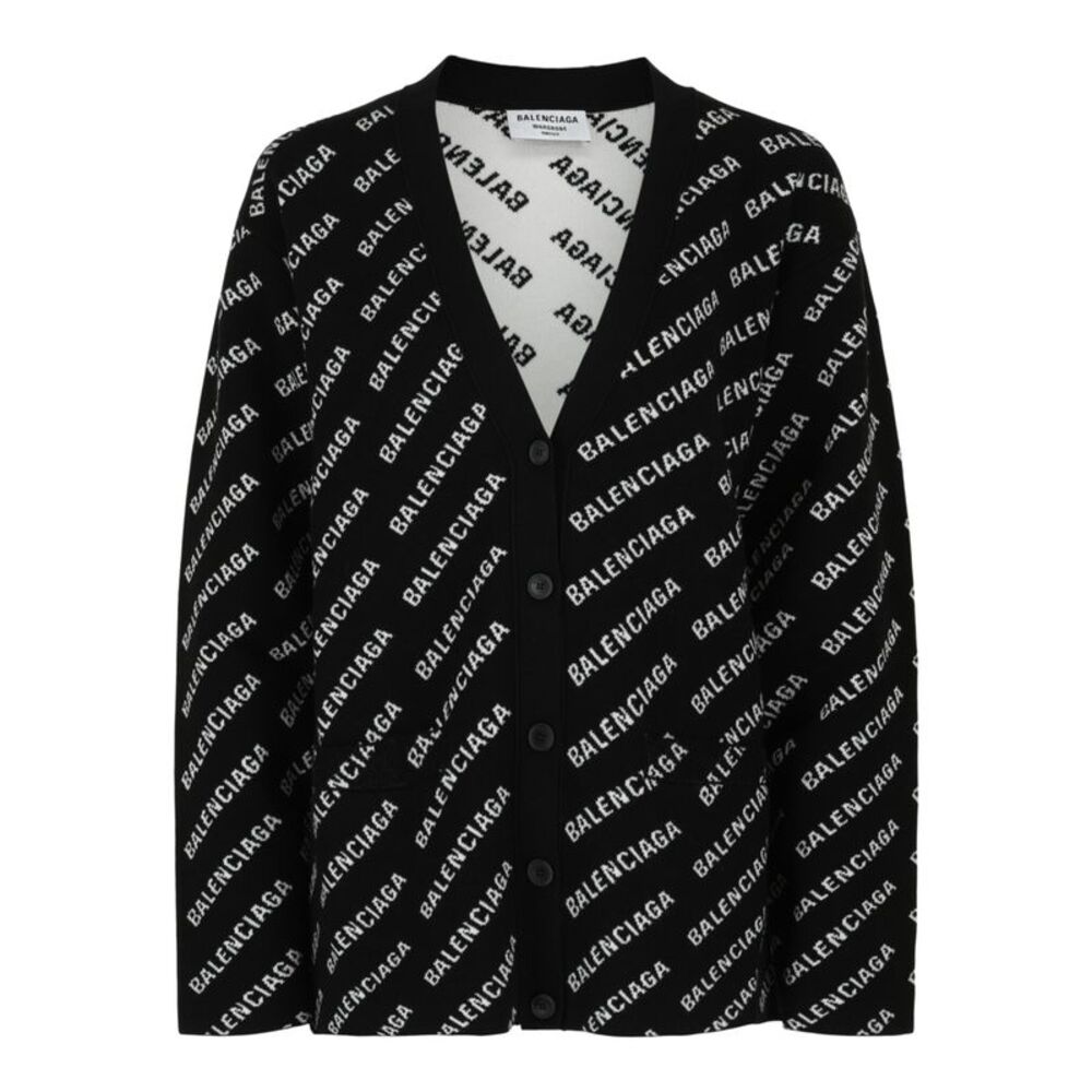 Balenciaga Allover Logo Cardigan Multi Womens